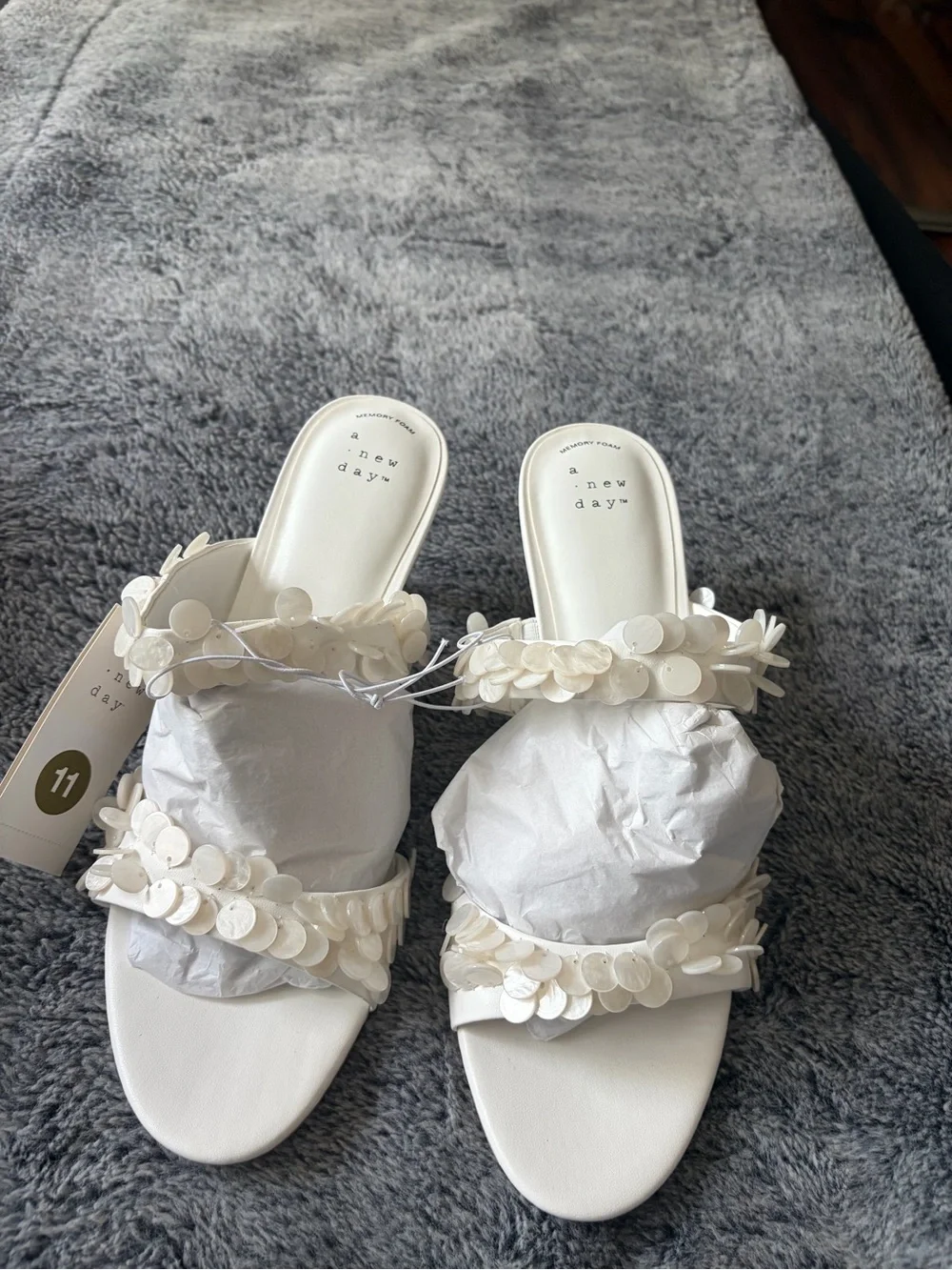a new day White Floral Appliqué Heeled Sandals